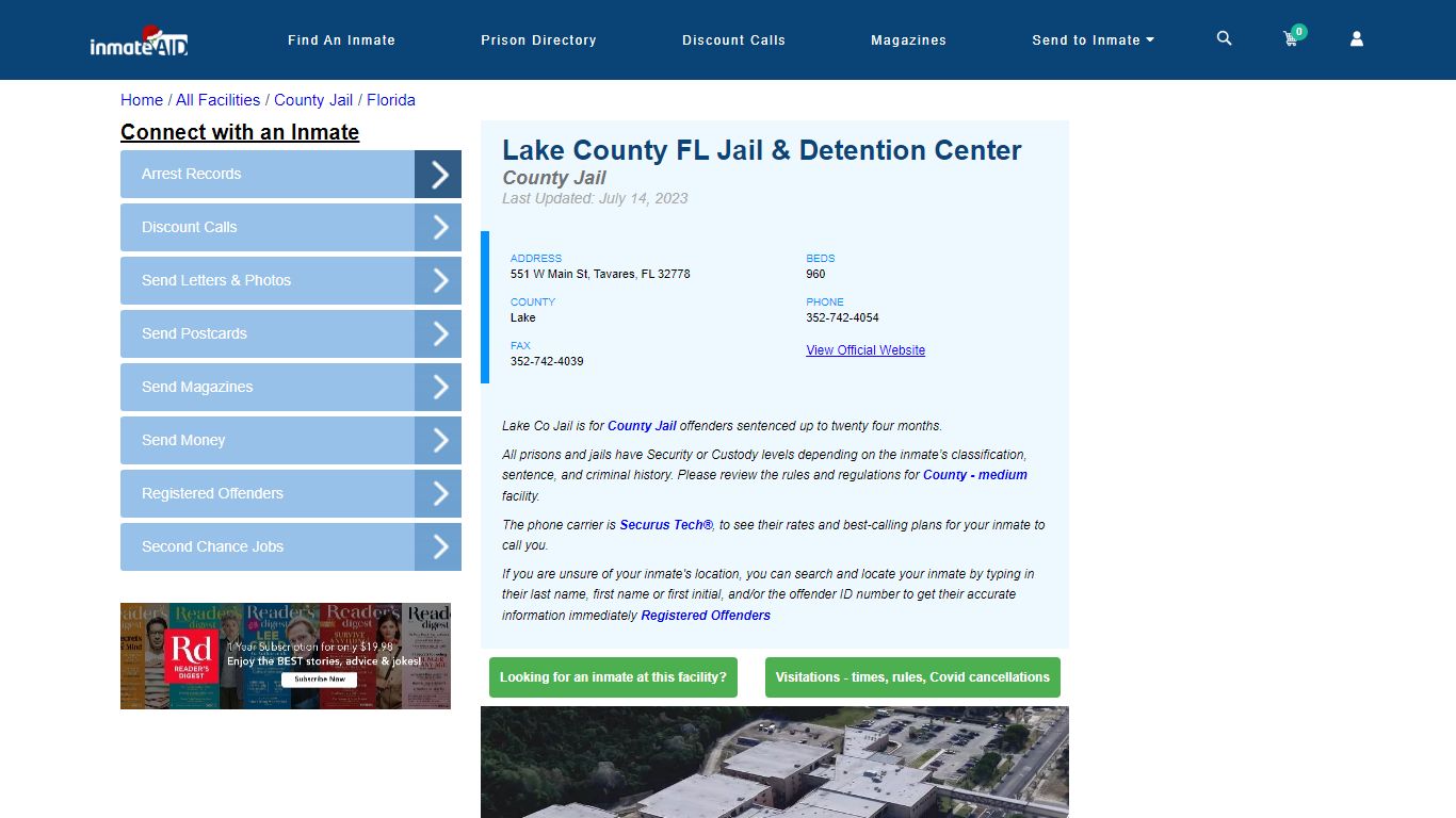 Lake County FL Jail & Detention Center - Inmate Locator - Tavares, FL