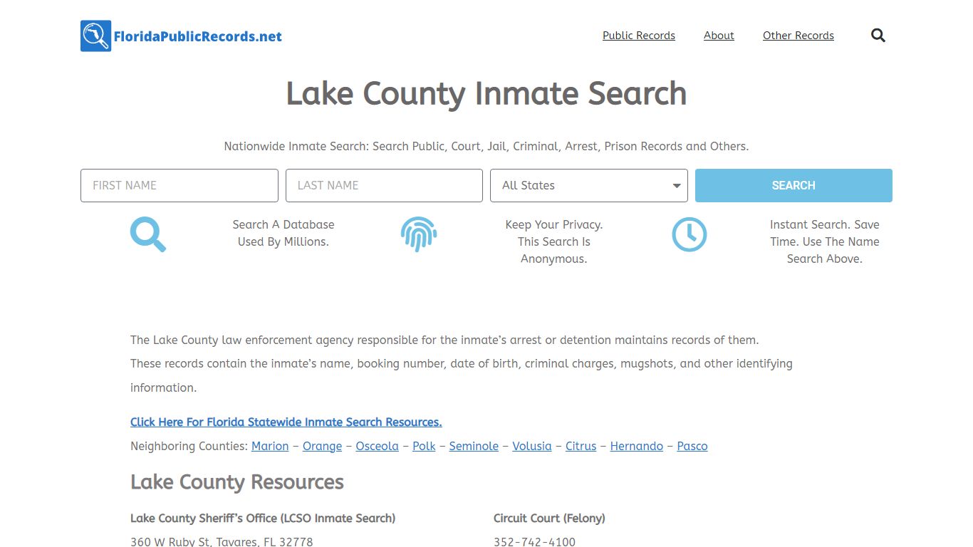 Lake County Inmate Search - LCSO FL Current & Past Jail Records